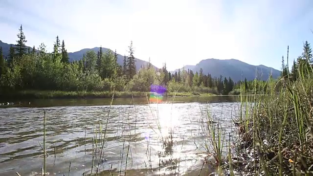 山地车穿过浅溪，山下视频素材