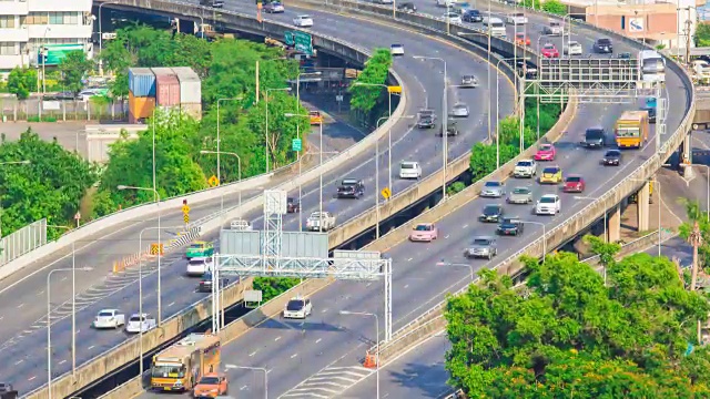 时间流逝，泰国曼谷高架道路上的交通视频素材