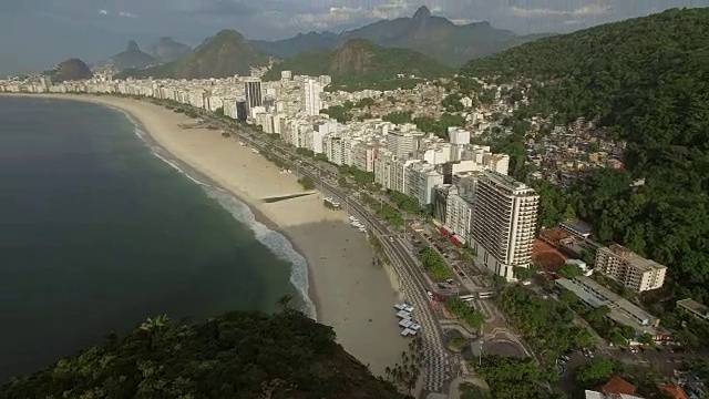 科帕卡巴纳海滩巴西国旗鸟瞰图视频素材