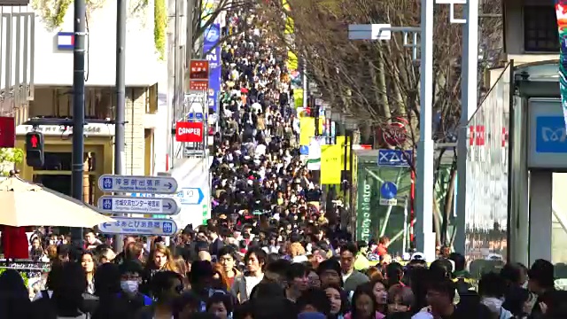 周日下午表参道原宿的人群。视频素材