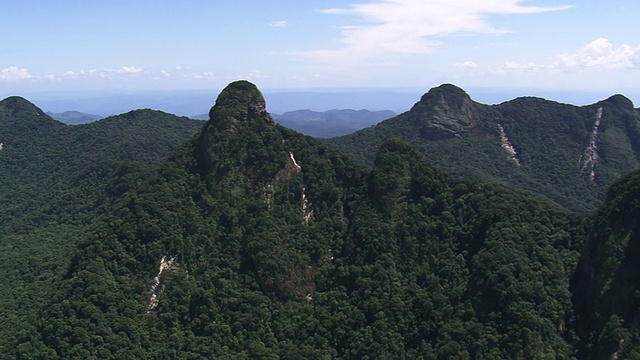 巴西圣保罗Jureia Itatins森林山谷和山地生态站的WS鸟瞰图视频素材