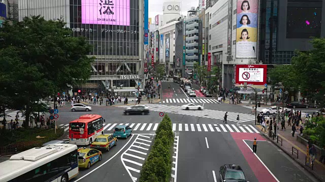 东京涉谷步行街时间流逝视频素材