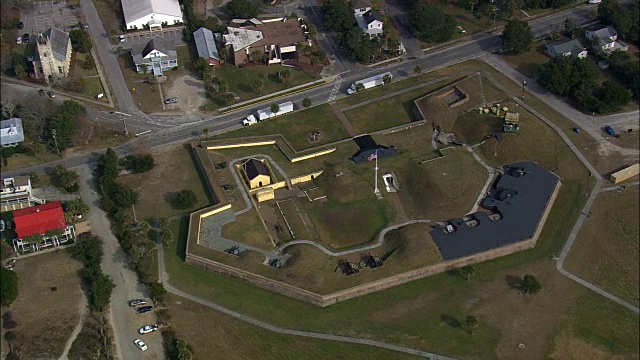 Fort Moultrie -鸟瞰图-南卡罗来纳，查尔斯顿县，美国视频素材