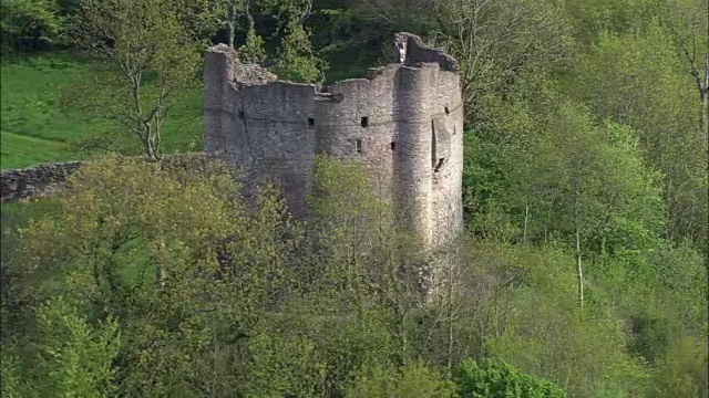 龙城城堡-鸟瞰图-英格兰，赫里福德郡，英国视频素材