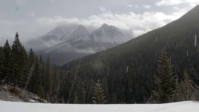 远处的山丘和雪山/班夫，加拿大视频素材