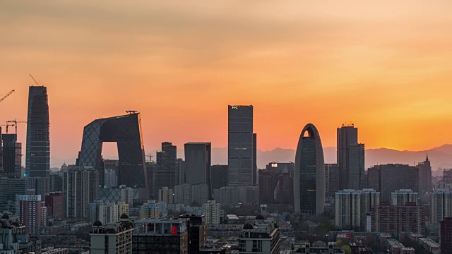 时间流逝——北京日落，北京城市景观，中国(淘金)视频素材