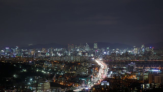 汉城韩南大学桥夜景视频素材