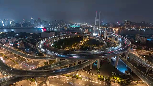 时间推移-上海繁忙路口鸟瞰图(WS HA平移)视频素材