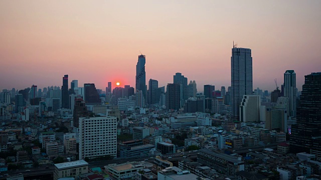 日出。曼谷城市天际线。间隔拍摄。视频素材