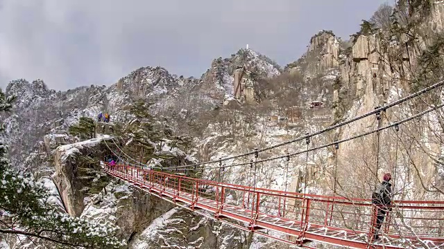 大墩山金刚桥的雪景视频素材