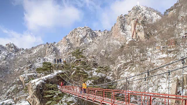 大墩山金刚桥的雪景视频素材