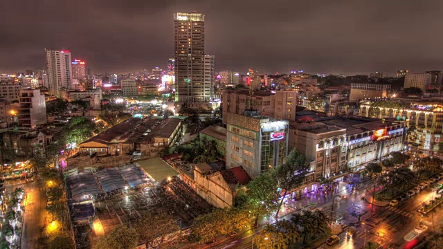 夜景镜头在胡志明市拍摄。视频素材