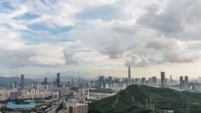 T/L WS深圳天际线高角度视图/中国深圳视频下载