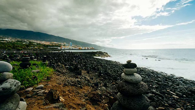 西班牙特内里费岛Puerto de la Cruz海滩，4K时间流逝视频素材