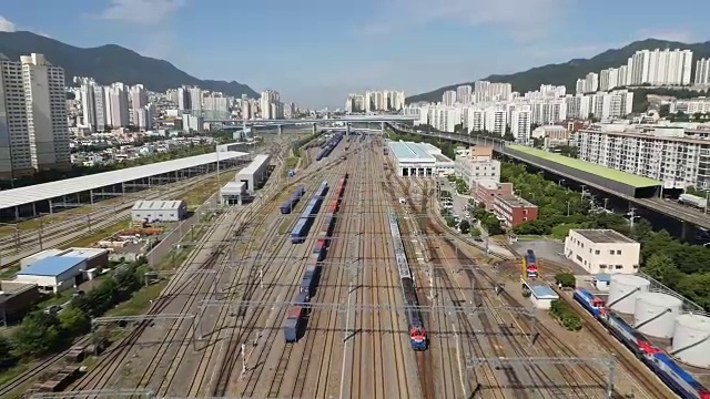 釜山铁路车辆基地鸟瞰图视频素材