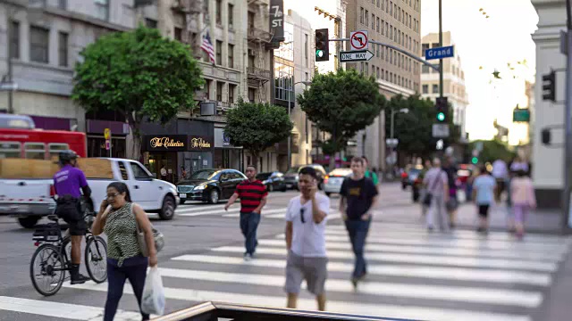 倾斜移位DTLA街道场景-时间流逝视频素材