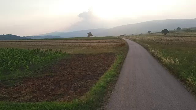 鸟瞰图在日落奔跑视频素材