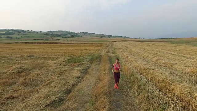 鸟瞰图在日落奔跑视频素材