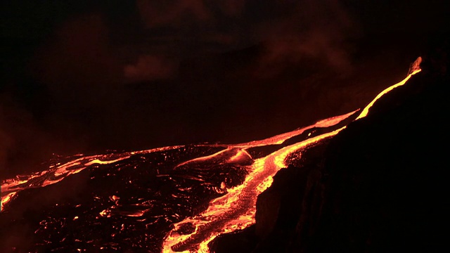 来自夏威夷大岛火山喷发的熔岩流视频素材