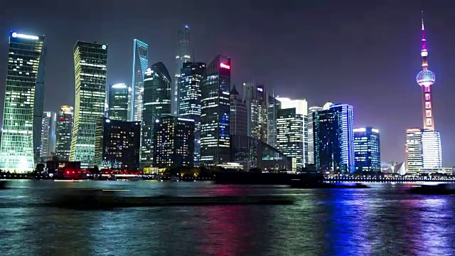 上海浦东陆家嘴夜景时光流逝视频素材