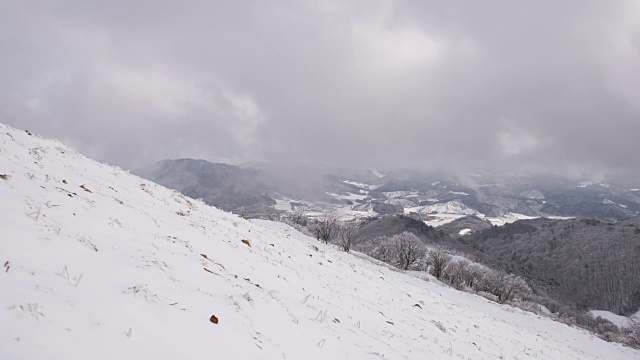 江陵安班德乡山上的延时雪景视频素材