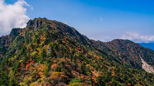 秋时延时拍摄的天望峰(chitisan的第二高峰，它是著名的日出观测点)——chitisan国家公园(韩国最神圣的山之一)视频素材