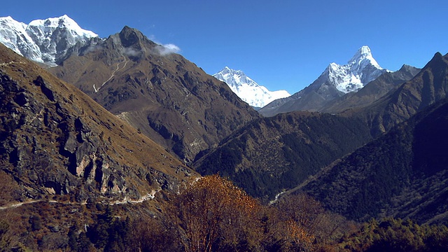 喜马拉雅山的山峰和山谷全景。视频素材