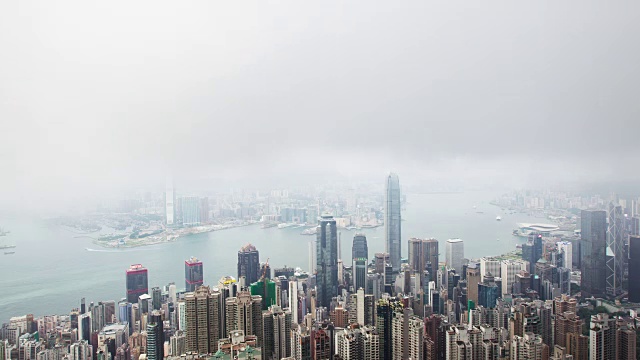 香港天际线维多利亚山顶的时间流逝。视频素材