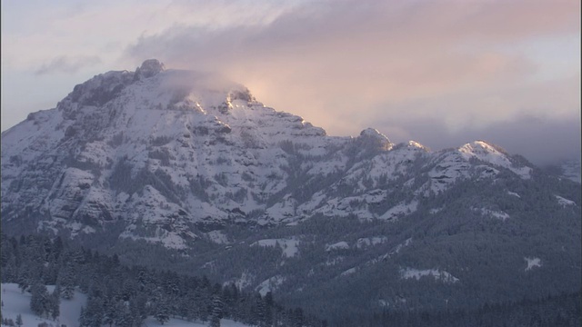 白雪覆盖的山和森林，黄石，美国视频素材