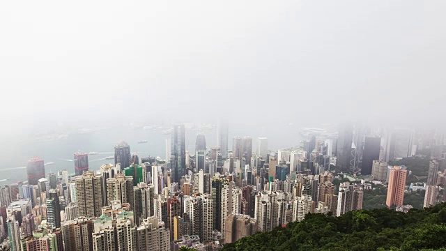 香港天际线维多利亚山顶的时间流逝。视频素材