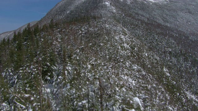 雪和树覆盖着山脊。视频素材