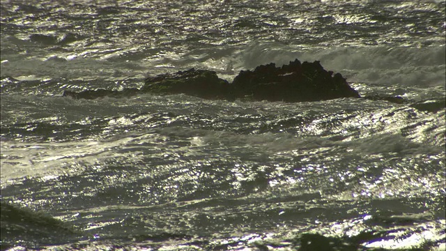 海浪冲刷着地中海的岩石。视频素材