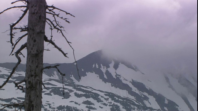 乌云遮蔽了阿拉斯加的一座雪山。视频素材