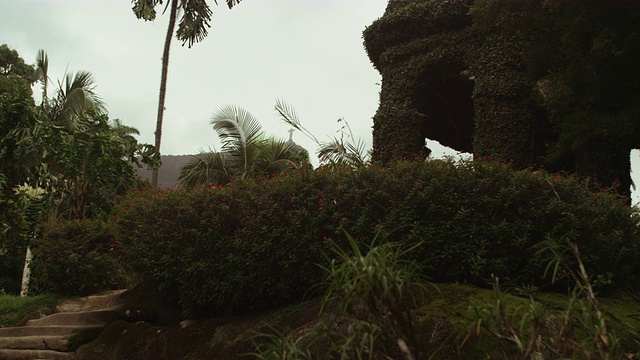 在植物园的石头建筑左边的台阶视频素材