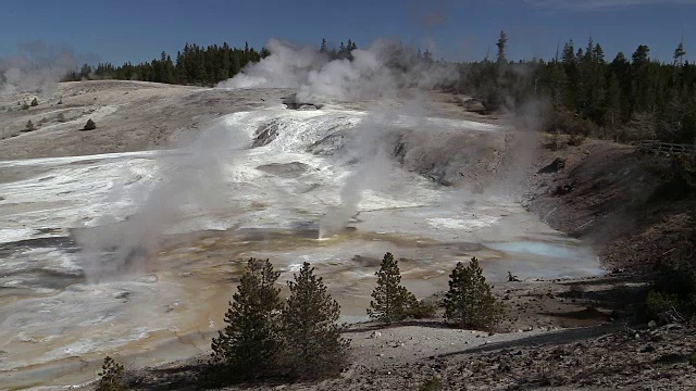 诺里斯间歇泉盆地景观，秋季在黄石国家公园视频素材