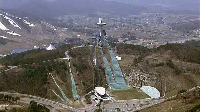 平昌滑雪场鸟瞰图视频素材