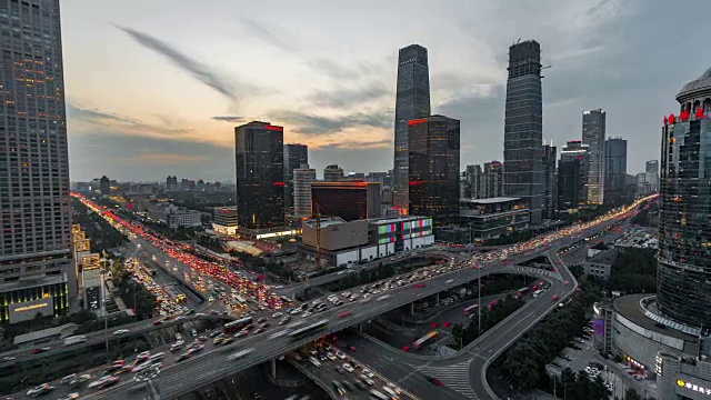 时光流逝——北京CBD和城市景观(缩小)视频素材