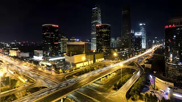 北京CBD的夜景视频素材