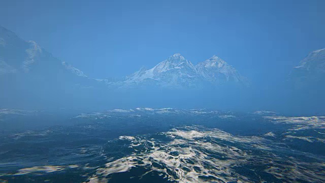 波涛汹涌的大海和雪山视频素材