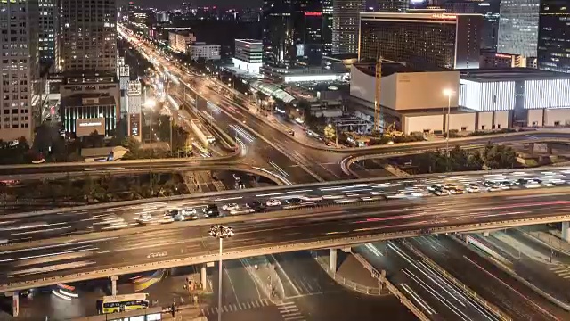 时间流逝——北京夜间交通视频素材