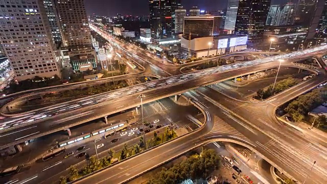 北京路交叉口夜景鸟瞰图视频素材