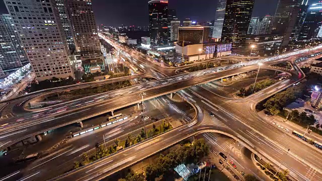 北京路交叉口夜景鸟瞰图视频素材