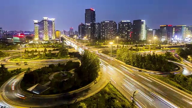 北京夜间交通时间推移视频素材