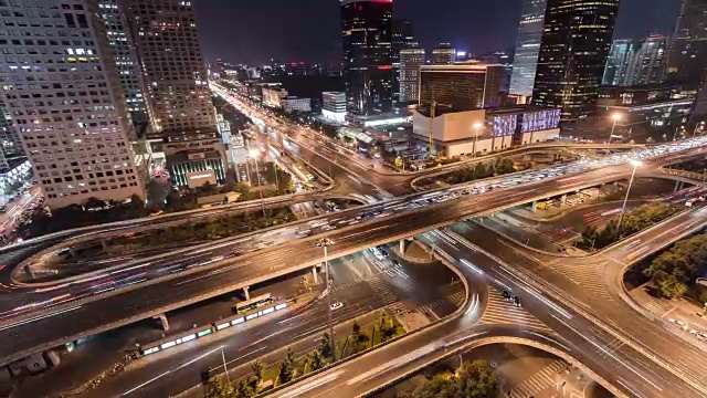 北京路交叉口夜景鸟瞰图视频素材