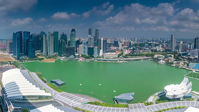 新加坡，滨海湾和城市白天的时光视频素材