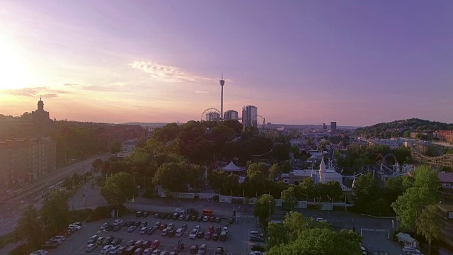 瑞典哥德堡鸟瞰图城市在日落视频素材