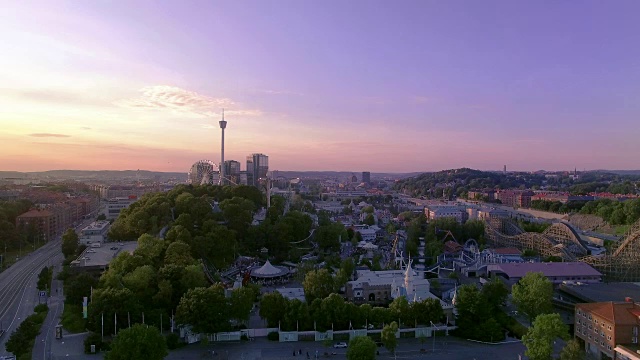 瑞典哥德堡鸟瞰图城市在日落视频素材