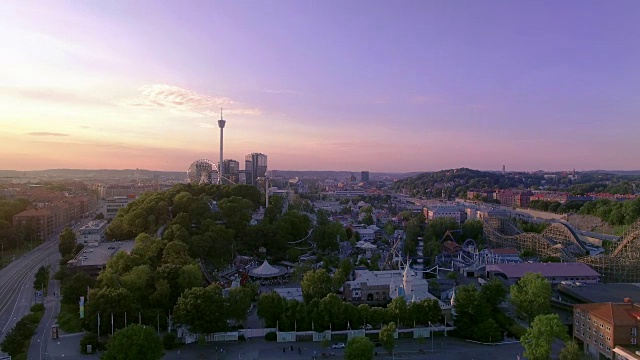 瑞典哥德堡鸟瞰图城市在日落视频素材