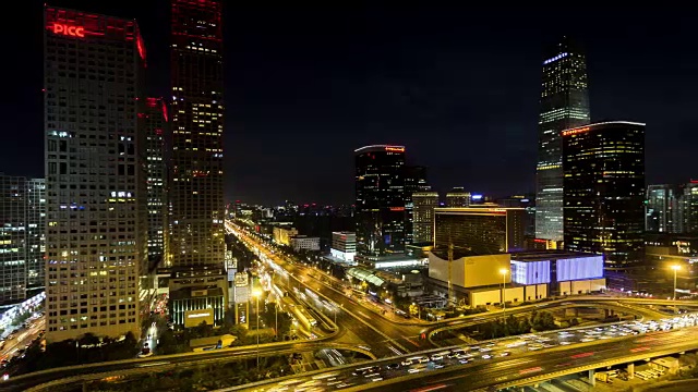 北京CBD的夜景视频素材