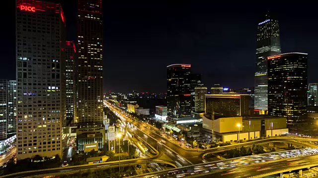 北京CBD的夜景视频素材